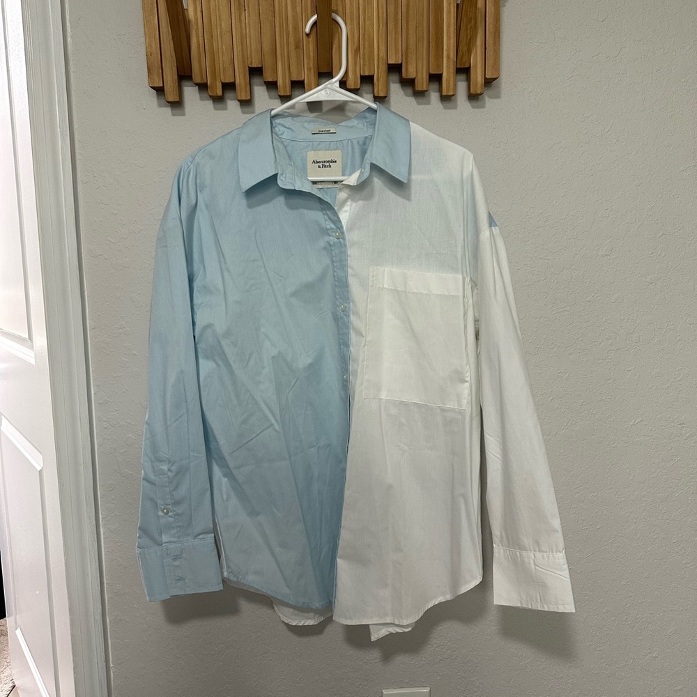 Oversized Color-Block Button Down Shirt